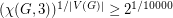 $ (\chi(G,3))^{ 1 / |V(G)| } \ge 2 ^{1 / 10000} $